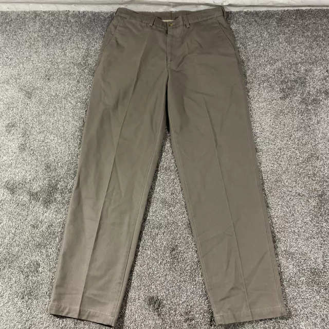 Savane Chino Pants Mens 36x34 Brown Start Khaki Straight Fit Casual Pleated