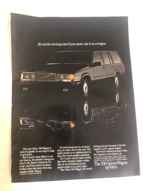 1985 Volvo 760 Wagon Vintage Print Ad Advertisement pa11