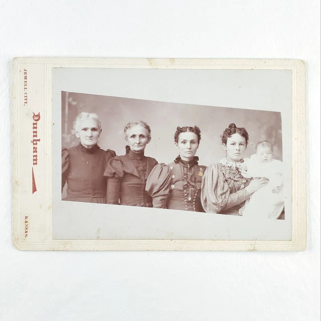 Cabinet Card Photo Jewell City c1870 Multi-Generational Women Kansas Girls A2733