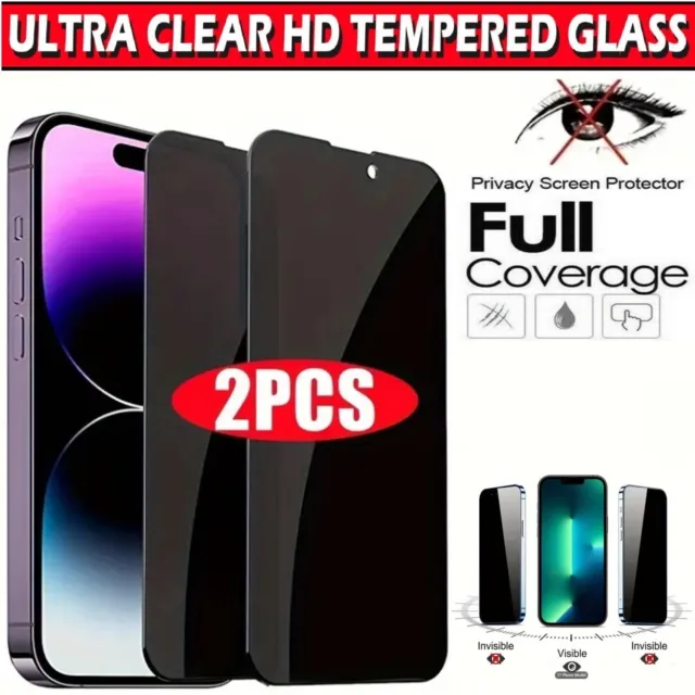 For iPhone 15 Pro Max 14 13 12 11 XR X Privacy Tempered Glass Screen Protector