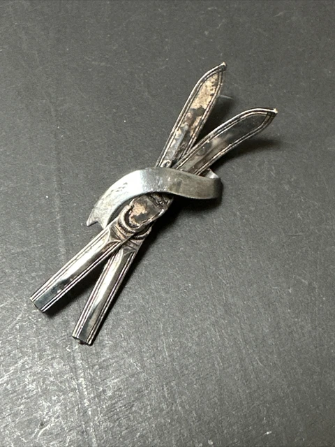 Broche Ancienne Fantaisie – Style Art Nouveau/Art Déco, Métal Argenté, Occasion