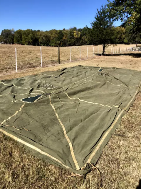 MILITARY SURPLUS GP MEDIUM TENT CANOPY 16x32 -- HOMEMADE WOOD POLES --US ARMY