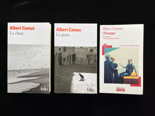 # Lot de 3 romans - Albert CAMUS - La Chute/La Peste/L'étranger - Folio Poche