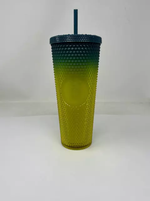 Starbucks Lemon 24oz Yellow Blue Studded Cup Tumbler Venti New for