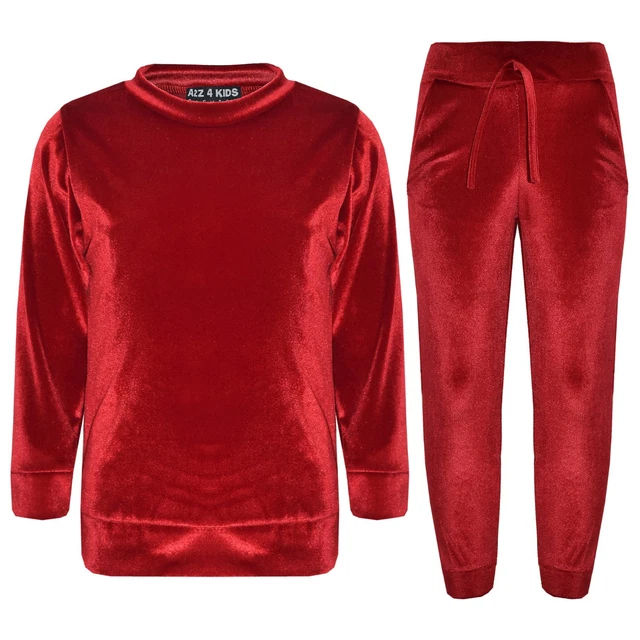Bambine Lounge Abito Velluto Velour Top & Fondo Abbigliamento Tuta 5-13 Anni