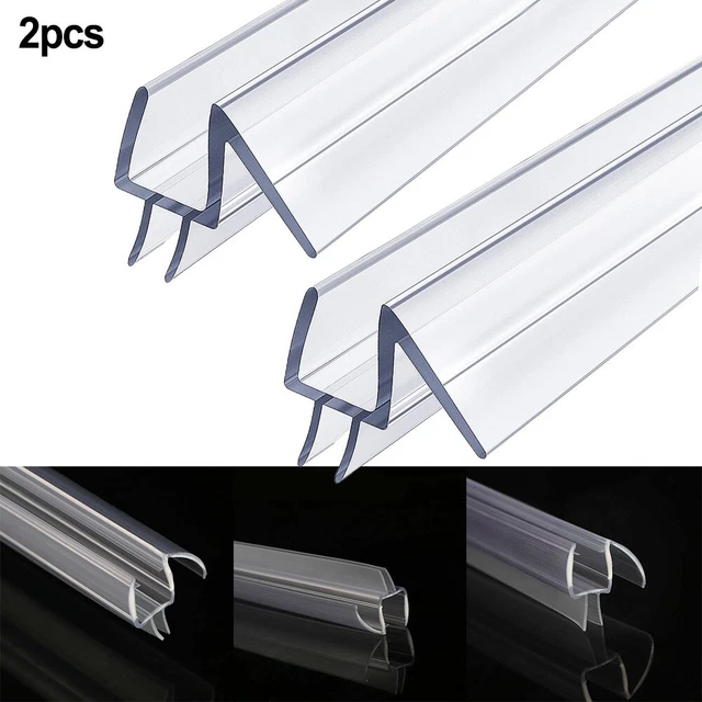 2X Barrido de sello inferior transparente para puerta de ducha adecuado para riel de vidrio sin marco