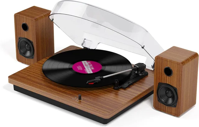 Vinyl Turntable Record Player with Built-in Bluetooth Receiver &2 Stereo Speaker