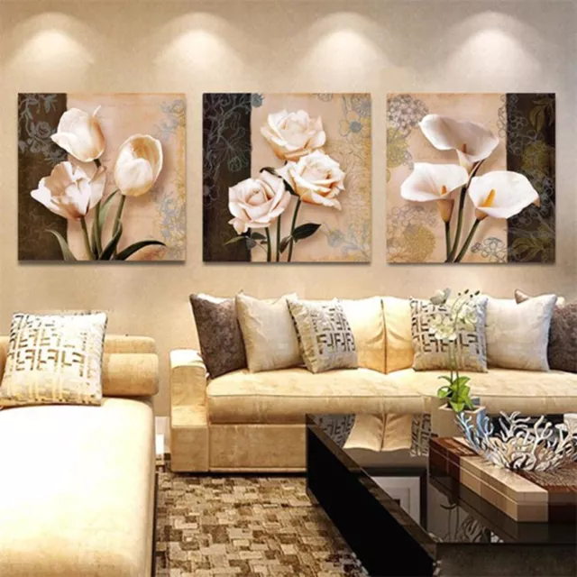 3x/Set Modern Flower Canvas Painting Wall Art Home Picture Print Unframed-Decor