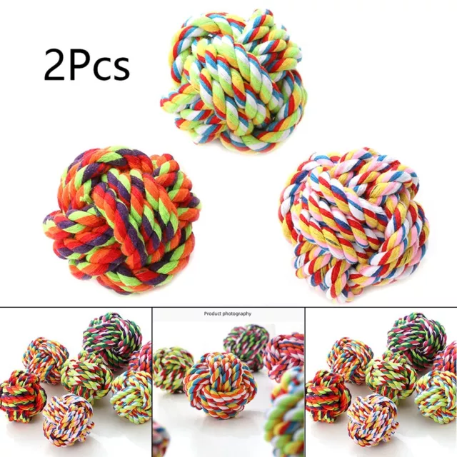 2 X LARGE Dog Rope Chew Knot Ball Tough Strong Toy Pet Puppy Fetch Teeth Toys