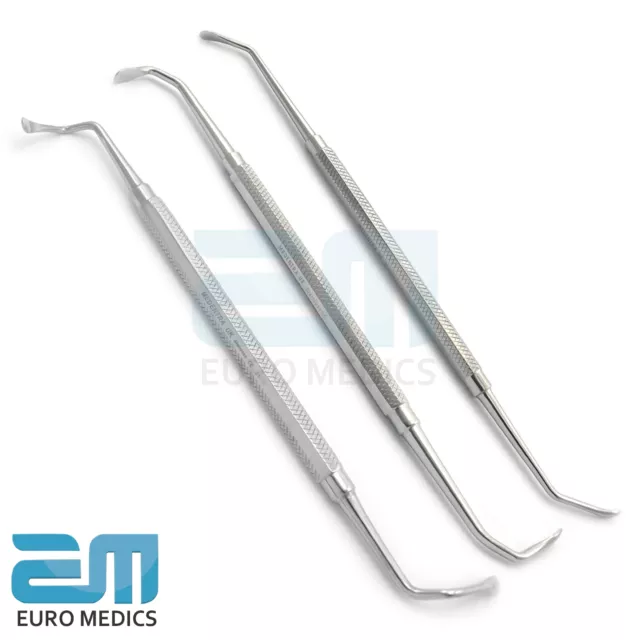 Set Of 3 Dental Sinus Lift Curette Implantology Elevator Oral Surgery Tools