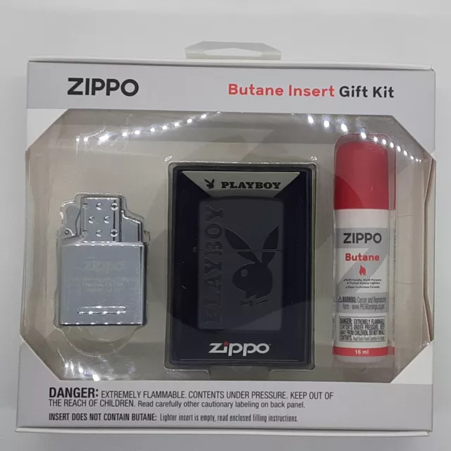 Zippo Authentic Playboy Bunny Black 49342 Double Torch Butane Lighter Gift Set