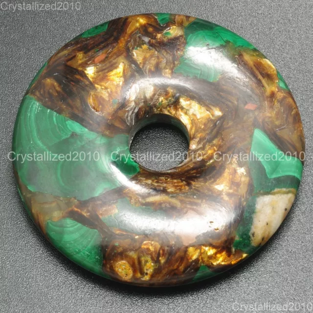 50mm Natural Gemstone Jasper Sea Sediment Bronzite Round Donut Pendant Beads