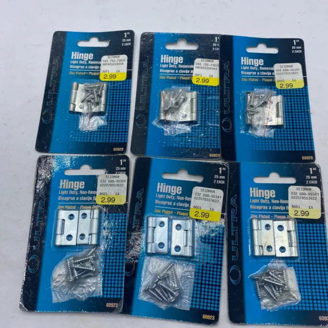 LOT OF 6 ULTRA Hinge Light Duty Zinc Plated Fence Gate Barn Door 1" 60923