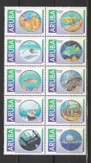 Aruba 2012.10V in block,unterwasserleben,fisch,flugzeug,MNH/Postfrisch(L4427)