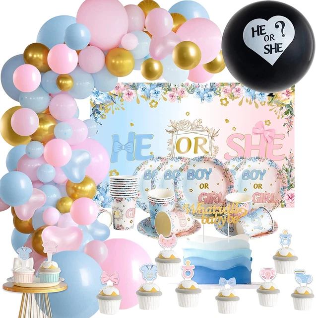 Sunbeauty Gender Reveal Party Dekoration Boy or Girl Baby Shower Deko Blauer Ros