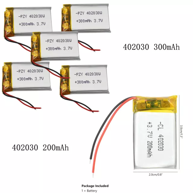 3,7 V 200 mAh 300 mAh Polymer Li po Akku 402030 Für Navi GPS Headset Uhr A3GE