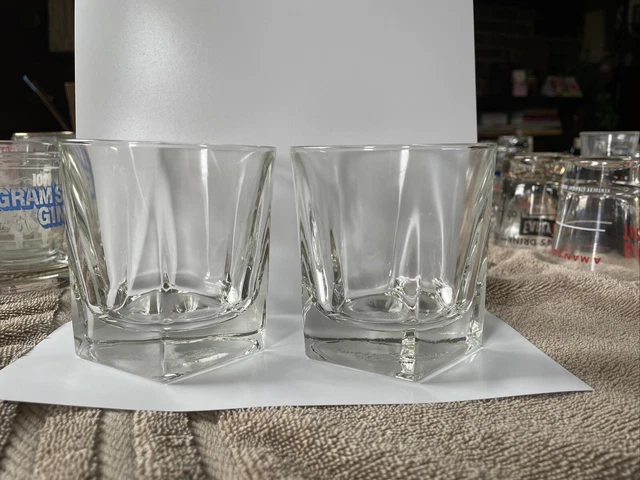 Vintage Canadian Club Classic Whiskey Rocks Glasses Pair Set Liquor Barware