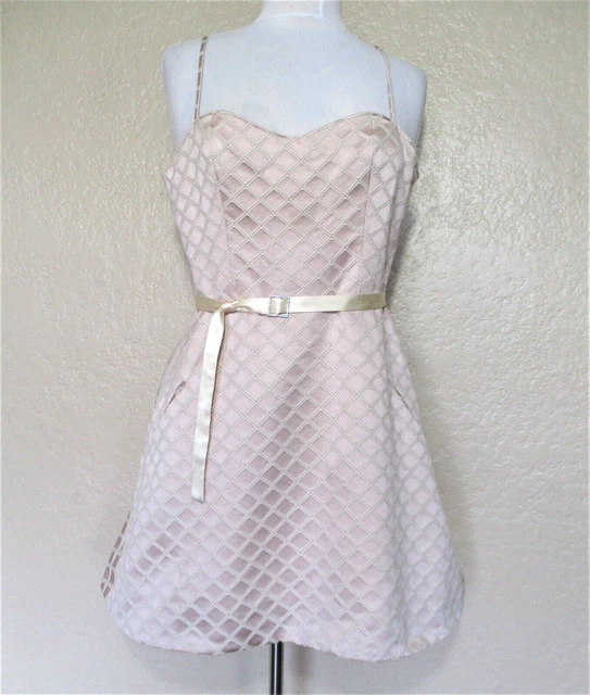 NWT Alethea Spectacle Dress sz 4 Women beige white lattice work silk blend $525