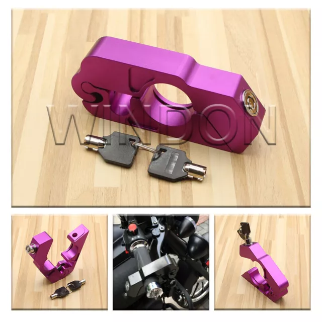 CNC Motorbike Handlebar Grip Brake Lever Security Caps-Lock Anit Theft Purple