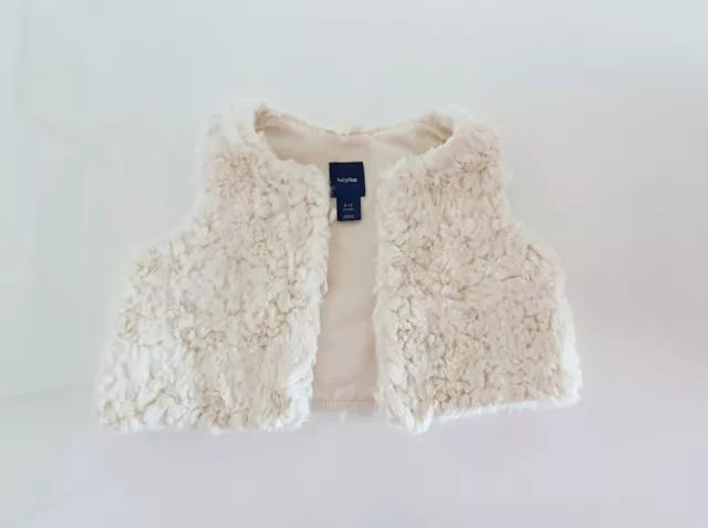 BABY GAP CREMEWEIßE FELL WESTE FÜR MÄDCHEN GRÖßE 6-12 MONATE KUSCHELWESTE JACKE