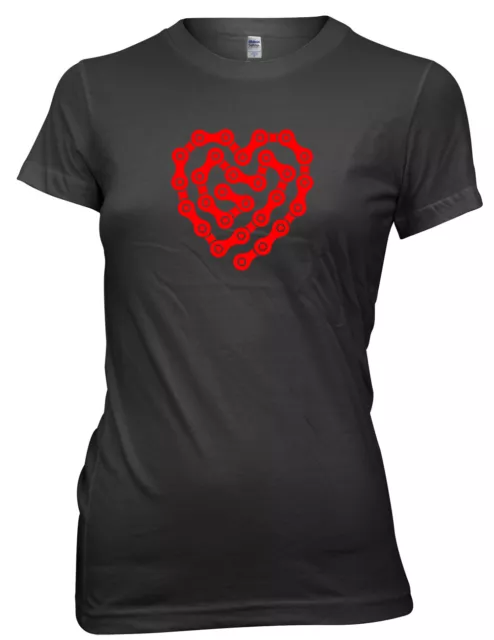 Love Cycling Fahrradkette Herz Design Damen Damen lustiges T-Shirt