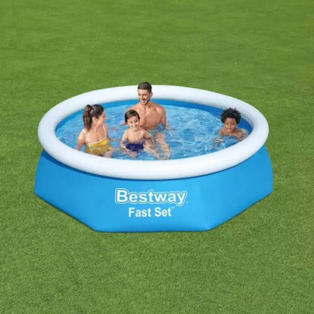 Bestway Inflatable Swimming Pool 8ft x 24" Fast Set Round Garden Kids Paddling