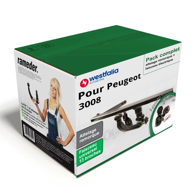 Attelage Fixe + Câblage 7 Broches Pour Peugeot 3008 (2009-2016) - NEUF - 1500kg