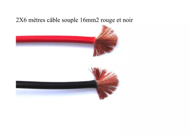 câble électrique batterie souple 16 mm2 rouge et noir 2 x 6 mètres