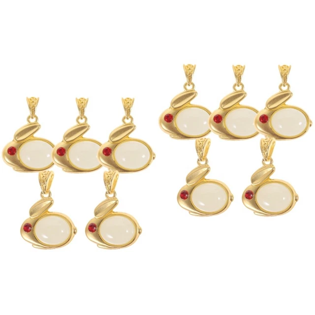 10 Pcs Jade-Kaninchen-Anhänger Legierung Schmuck DIY Zubehör Dekore