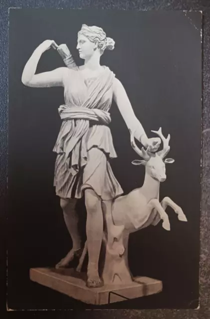 vtg postcard Artemis With the Stag marble Louvre Chicago  unposted art rare