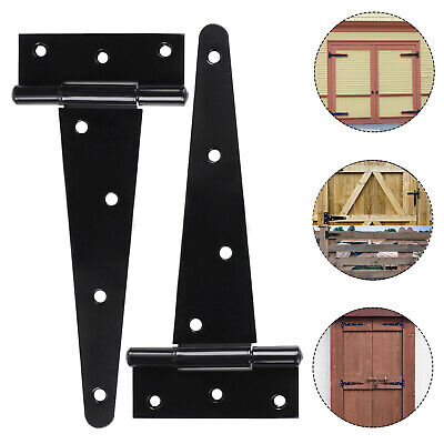 10" T Strap Heavy Duty Shed Door Hinges Black Barn Gate Fence Wrought Hardware