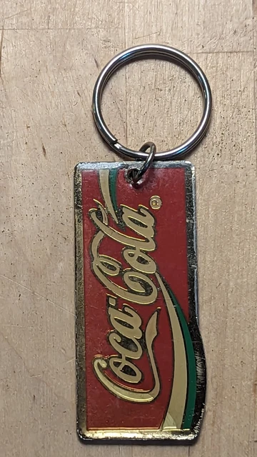 2.5" Coca Cola Coke Metal 2-Sided Bottle 5th Avenue Keychain Excellent Condition