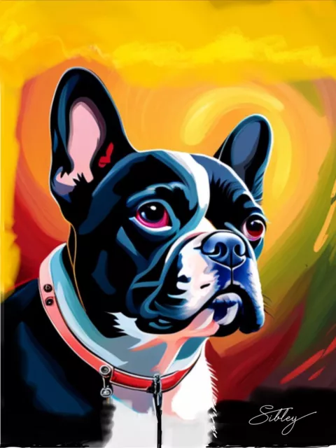 French Bulldog Art Print from Original Pet Dog Animal Painting 8x10 Canvas Board