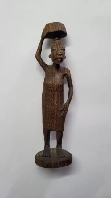 Statua Legno Fatto a Mano Donna  Scultura Africana cm 18