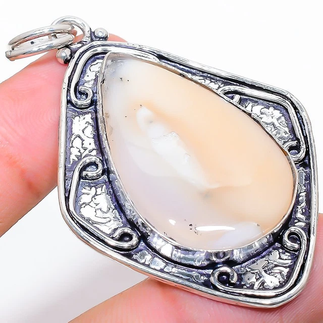 Dendrite Opal Gemstone Handmade 925 Sterling Silver Jewelry Pendant 2.44"