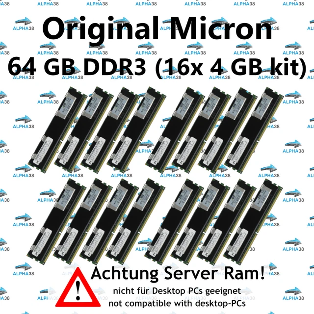 64 GB (16x 4 GB) Rdimm ECC Reg DDR3-1333 IBM System X x3550 M2 Frame