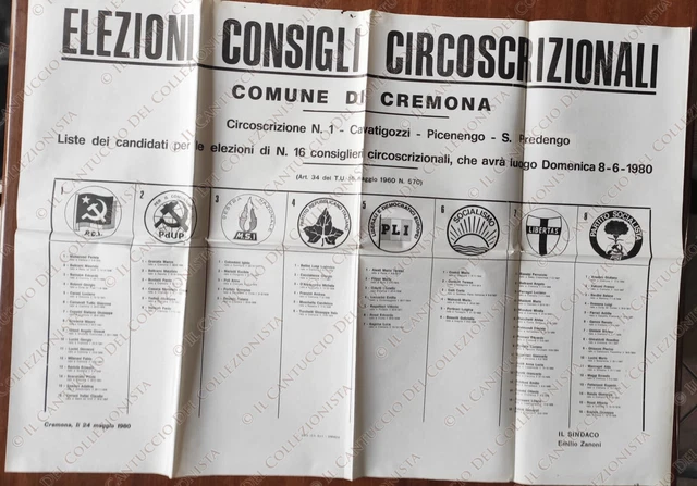 1980 Cremona Elezioni Consigli Circoscrizionali Circoscrizione N. 1 manifesto