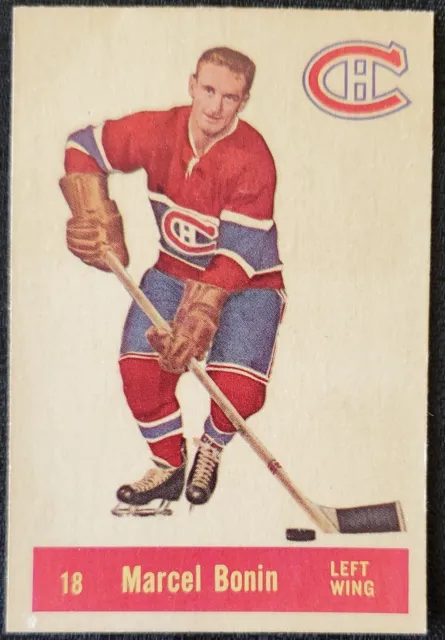 1957 Marcel Bonin Montreal Canadiens NHL Parkhurst Card #18 Red Wings Bruins