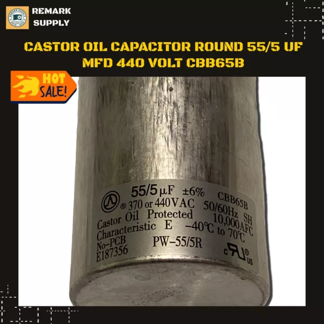 Castor Oil Capacitor round 55/5 uf MFD 440 volt CBB65B