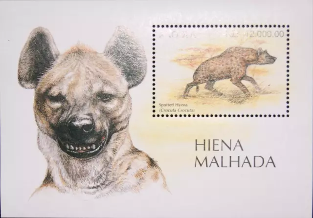 ANGOLA 1996 Block 24 Fauna Tiere Animals Hyäne Hyena Crocuta crocuta MNH