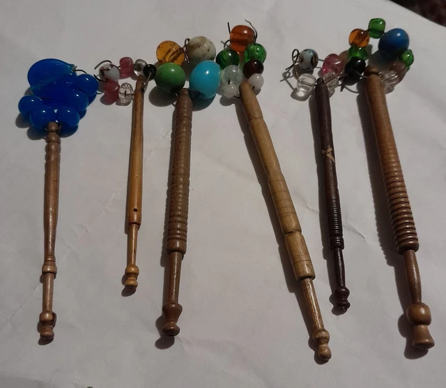 6 bobinas de encaje de madera vintage con abrazaderas
