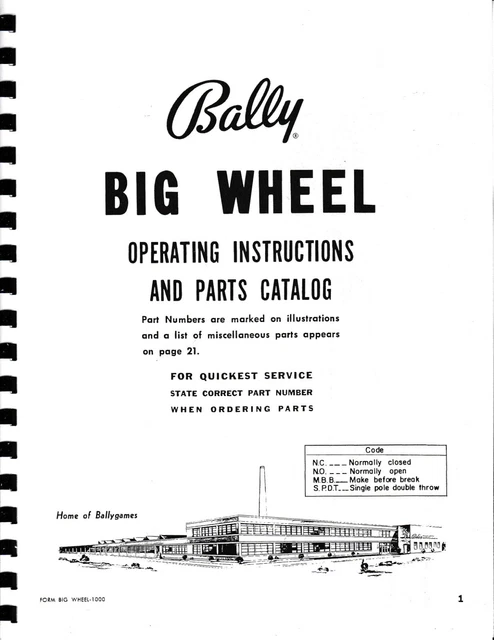 MANUEL D'UTILISATION ET schéma de la flipper stop camion Bally EUR 27