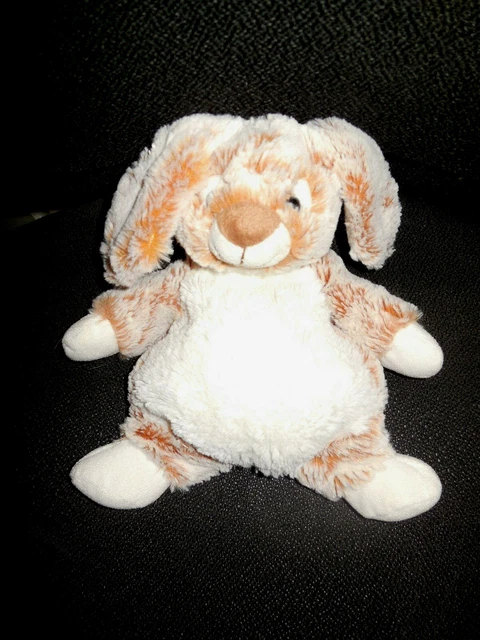 doudou peluche lapin blanc marron roux chiné NICOTOY 22cm
