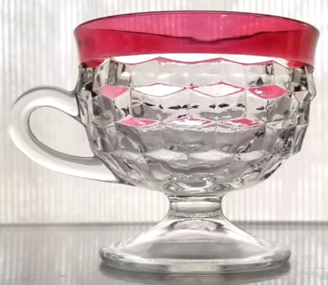Indiana Colony Glass Clear Whitehall Ruby Flash Band 6 ounce Punch Cup