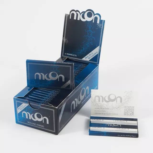 25 Packs MOON Rice Rolling Papers Short Size 70 mm Tobacco Cigarette Double Wind