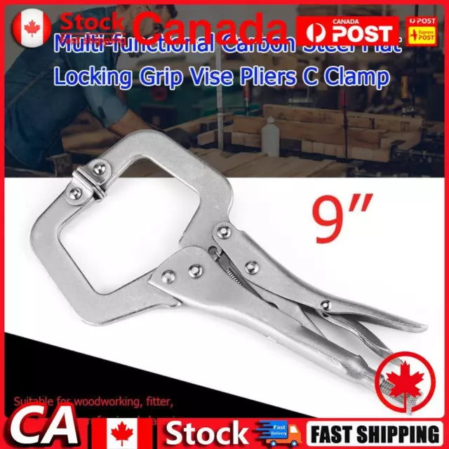 Multi-functional Carbon Steel Flat Locking Grip Vise Pliers C Clamp (9in) CA
