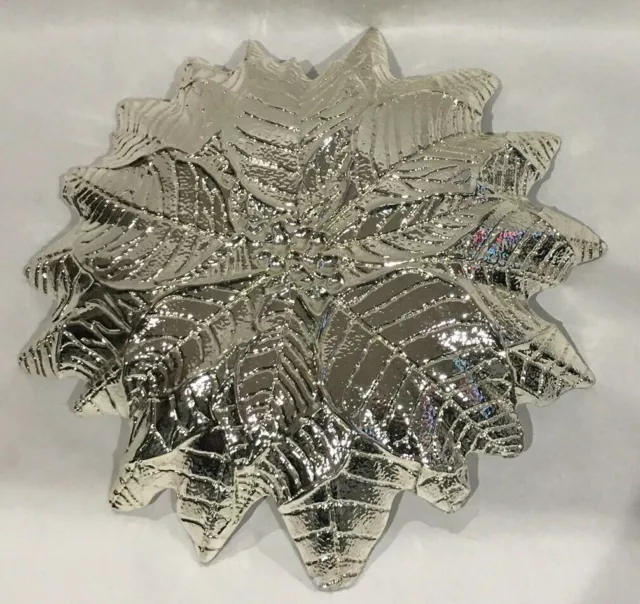 Heavy Silver Plated Glass Leaf Plate Unbranded Beautiful 2