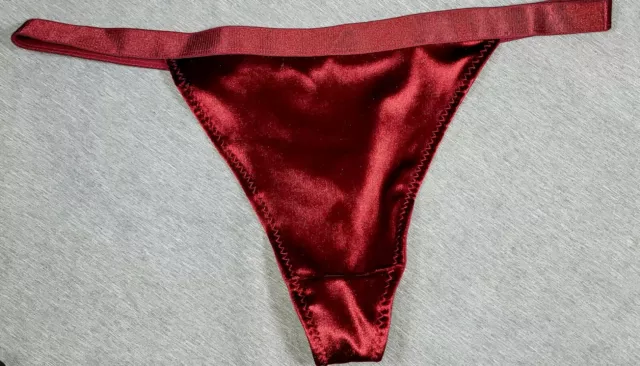 Shiny Liquid Satin Lipstick Red String Bikini Thong Panties Sz L Flattering Sexy £18 43