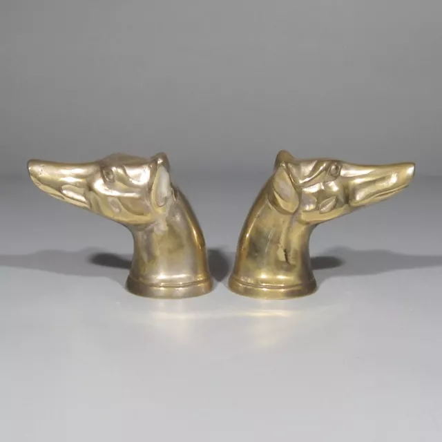 Pair of Vintage French Handles, Dog’s Head, Chrome Plating