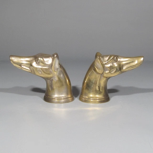 Pair of Vintage French Handles, Dog’s Head, Chrome Plating
